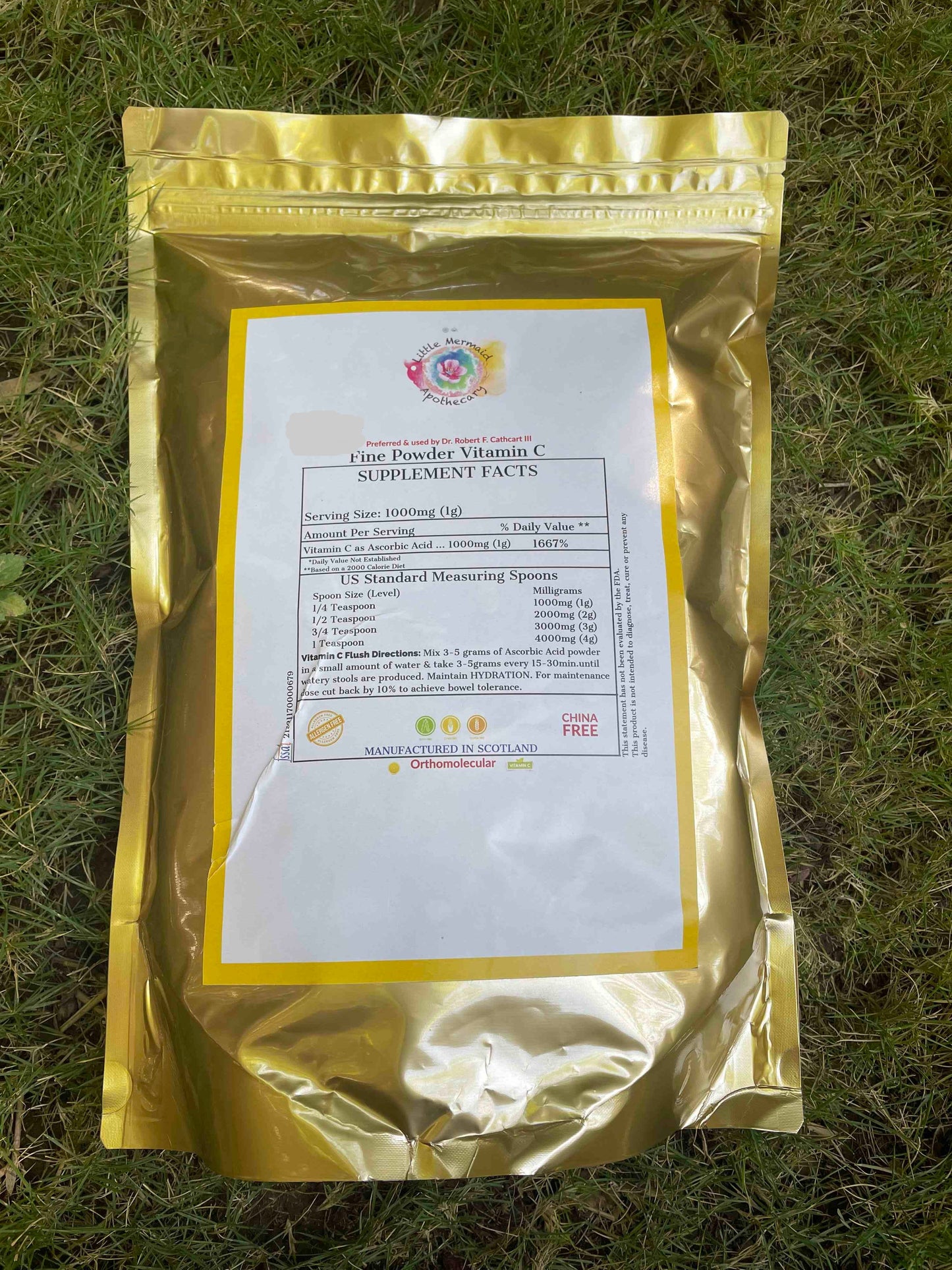 1000g Fine Powder Vitamin C (2.5g scoop included)