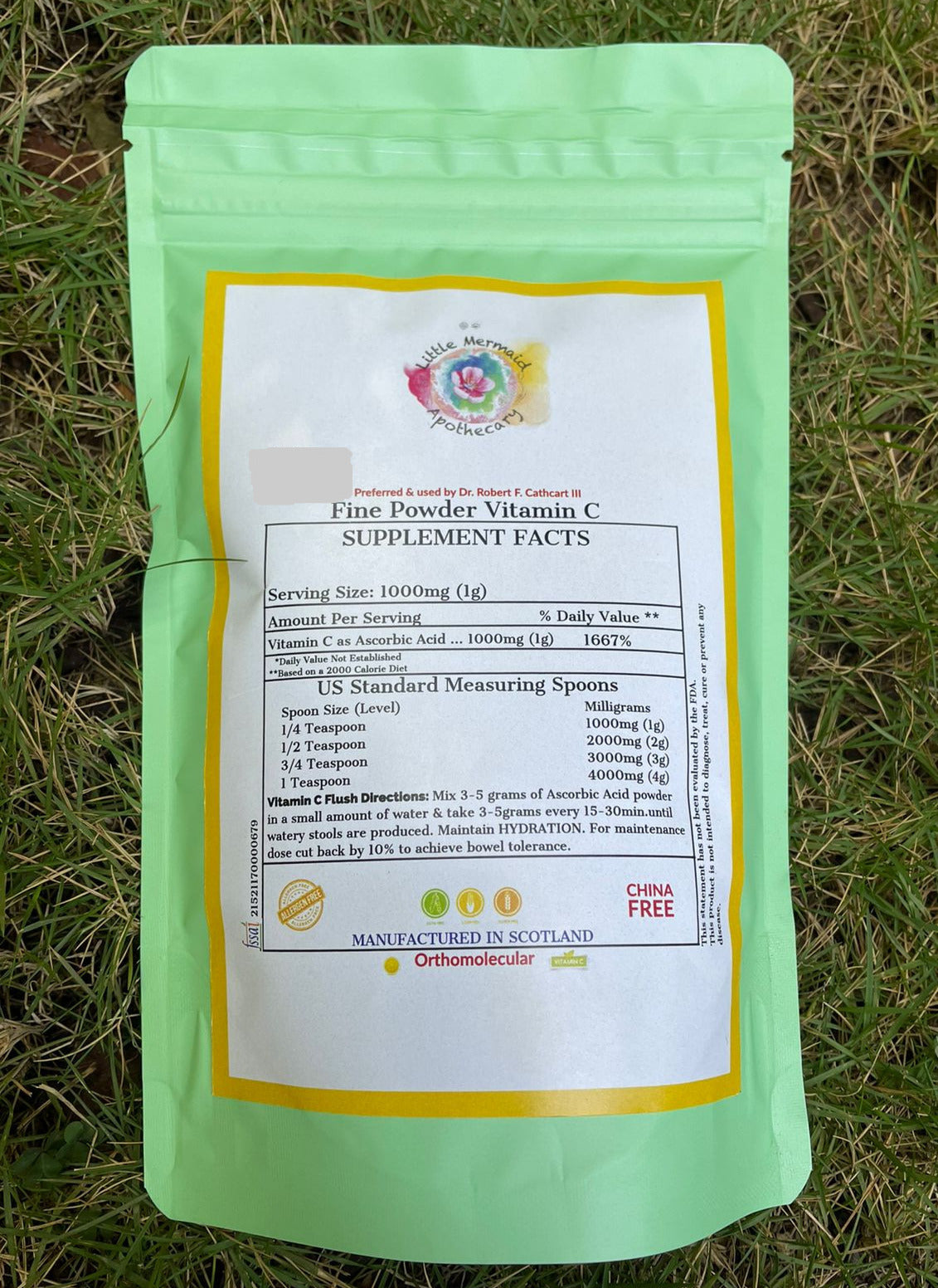250g Fine Powder Vitamin C (2.5g scoop included)